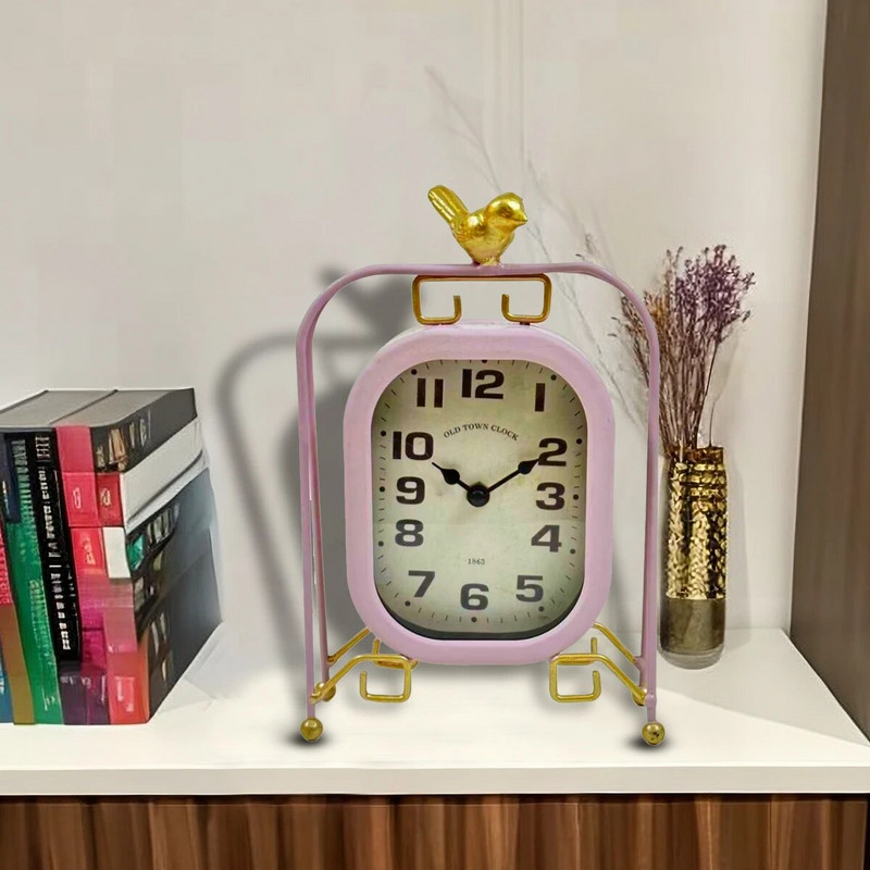 1 vintage metāla putnu galda pulkstenis, piemērots darbvirsmas dekorēšanai, dzimšanas dienas un Ziemassvētku dāvanām (baterijas nav iekļautas)