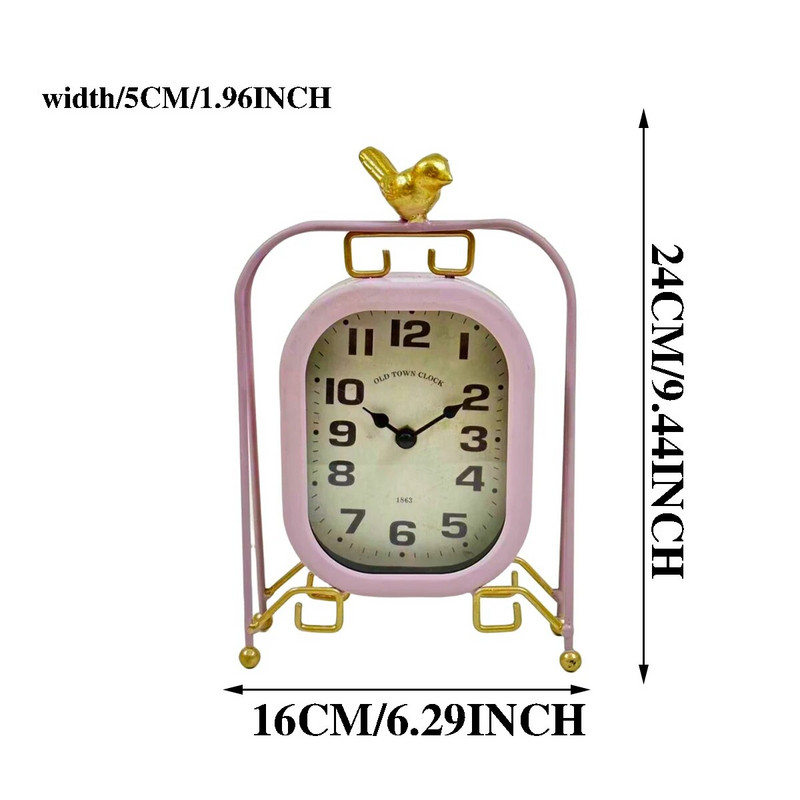 1 vintage metāla putnu galda pulkstenis, piemērots darbvirsmas dekorēšanai, dzimšanas dienas un Ziemassvētku dāvanām (baterijas nav iekļautas)