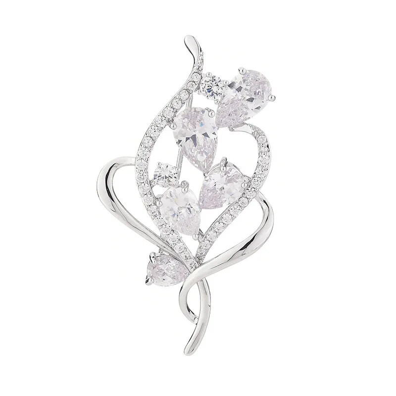 Jaunas ziedu formas saktas piespraudes Augstas kvalitātes vara kristāla elegantas piespraudes rotaslietas aksesuāri sievietēm brošām