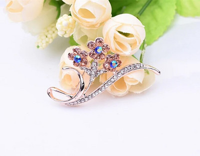 Vibu pross Rhinestone lilledega prossid naistele suur vibusõlme prossinõel Lihtne mood ehe Pulmanõel Korsaali aksessuaarid