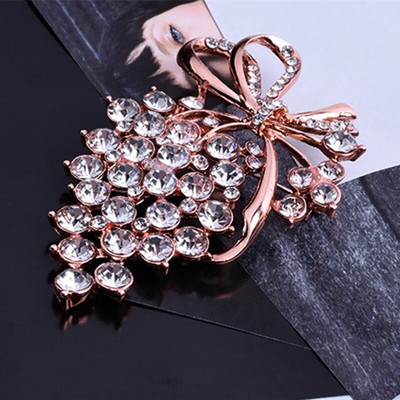 Vibu pross Rhinestone lilledega prossid naistele suur vibusõlme prossinõel Lihtne mood ehe Pulmanõel Korsaali aksessuaarid