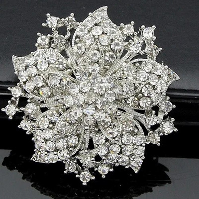 Vintage mood naiste riided mustad kristallid Lilled Luksuslikud prossid Pulmapeole Kingitused Pross Pins Tüdrukutele