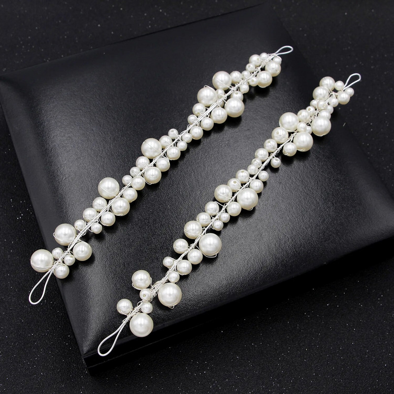 Vestuvinė plaukų juosta Didelių perlų plaukų papuošalai Sidabrinės spalvos galvos juostos Mados karalienės vakarėliui plaukų aksesuarai nuotakos plaukų segtukai