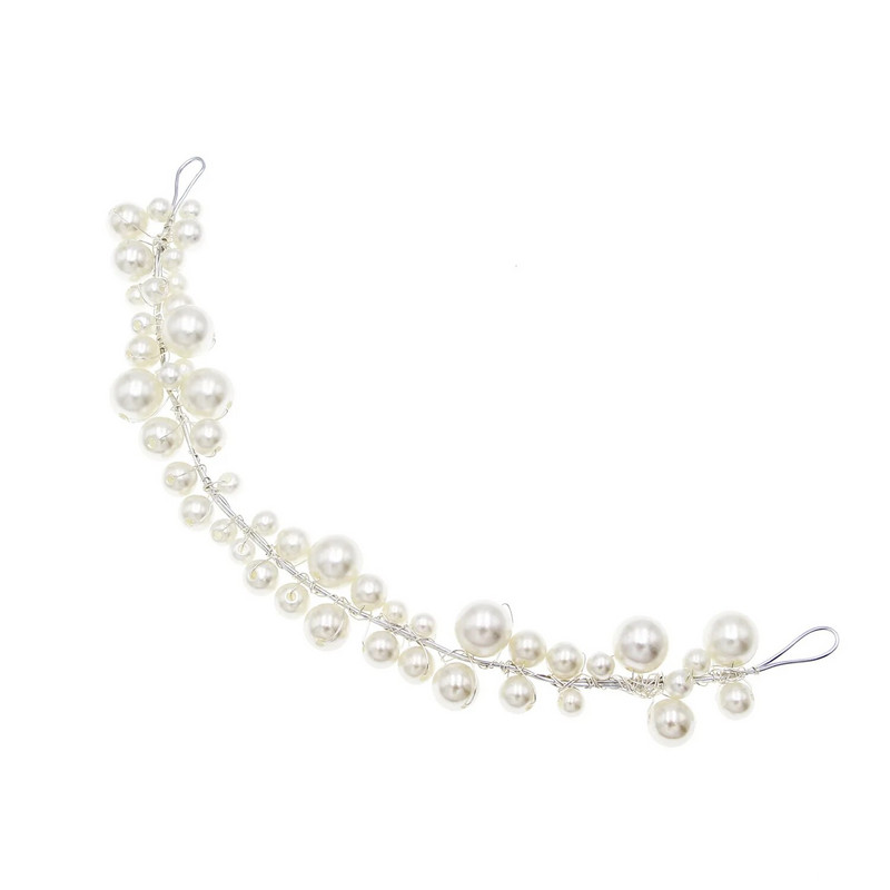 Vestuvinė plaukų juosta Didelių perlų plaukų papuošalai Sidabrinės spalvos galvos juostos Mados karalienės vakarėliui plaukų aksesuarai nuotakos plaukų segtukai