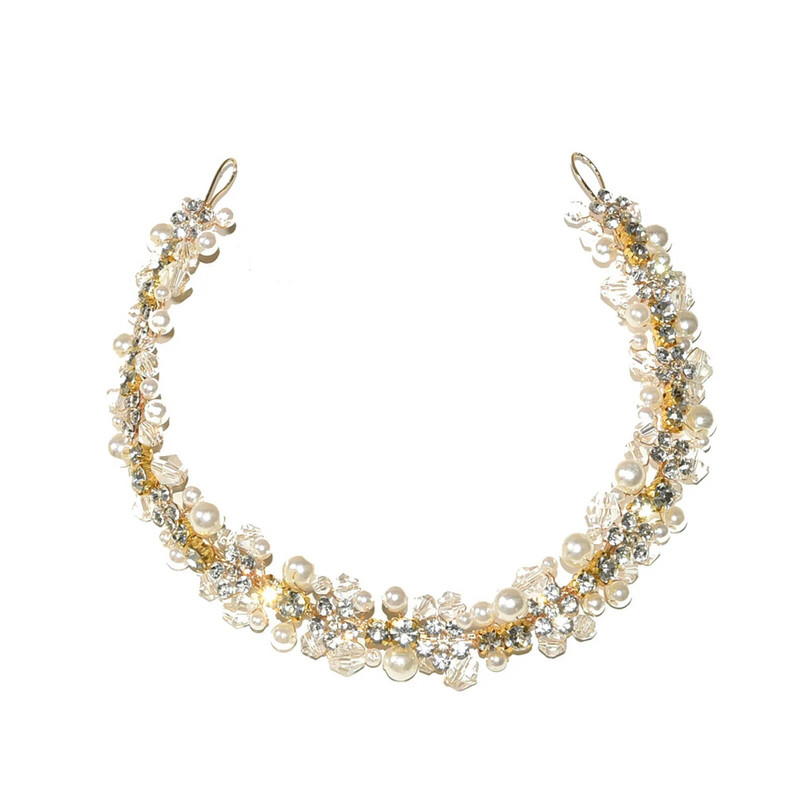 Vestuvių grandinėlė Plaukų juostelė Perlų Tiaras Vestuvinių plaukų papuošalai Mergaičių krištolo plaukų lankelis Mados mergaičių santuokinių plaukų papuošalai