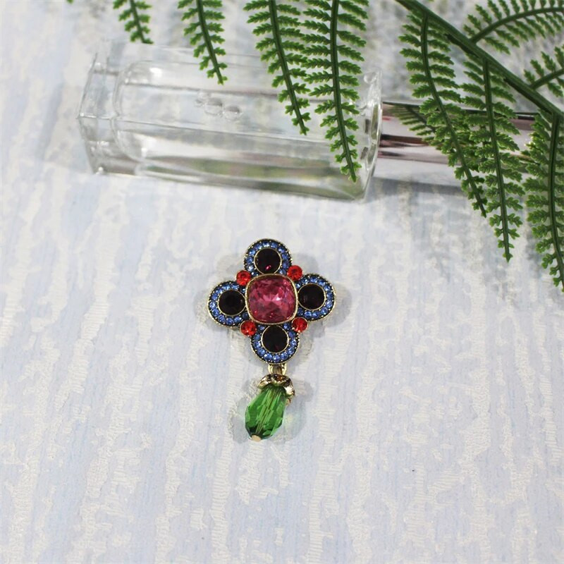 Smalka kristāla kulonu piespraudes piespraude Sieviešu Luksusa Rhinestone Ziedu Piespraudes Uzvalks Kleita Korsāža Retro nozīmītes Ballīte Biroja rotaslietas