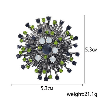 Винтидж пълни брошки с цветя от кристали за жени Палто Елегантни класически игли за брошка Висококачествени бижута