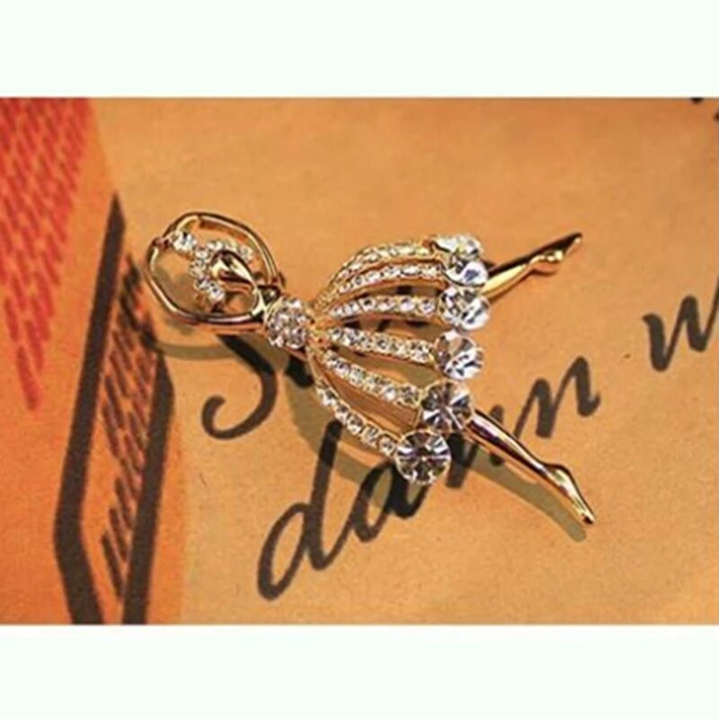 Kuum mood temperament balletttüdruk multifilm metallist kristallist krae nööpnõelad prossid naistele prossinõelad Ehted pruudi pulmad