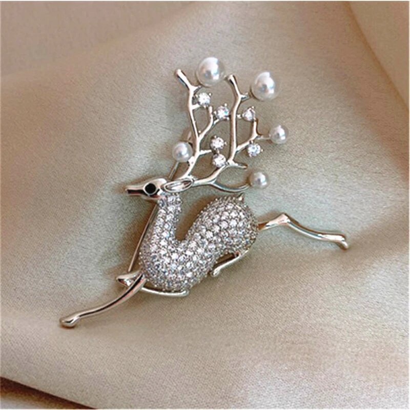 Hirve prossid imitatsioonpärlid kollakaspruunid prossid naistele armsad loomad prossid moeehted kullavärvi kingitus suurepärased prossid