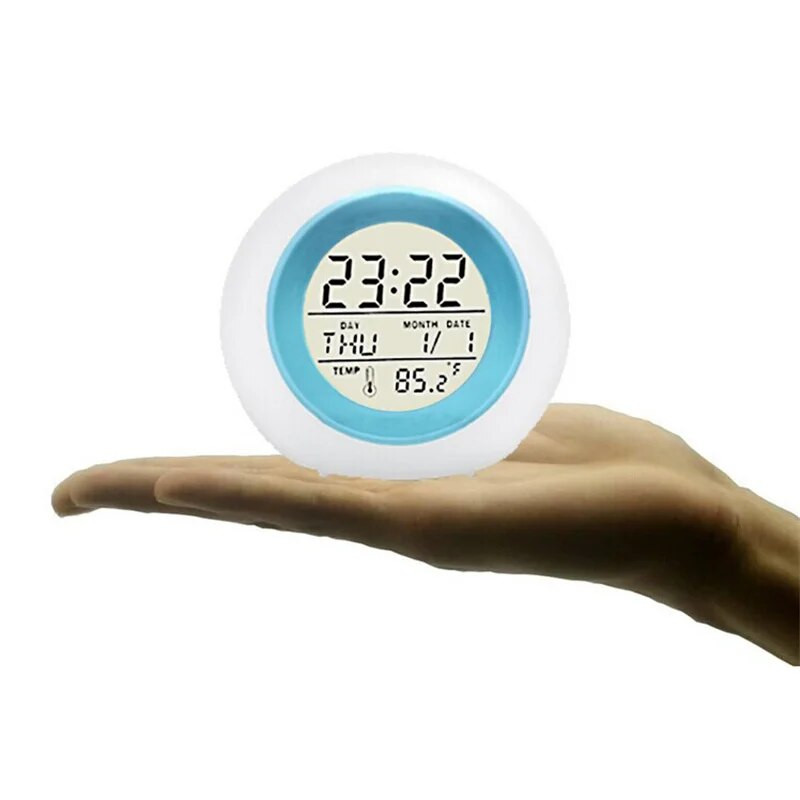 Laste digitaalsed äratuskellad, 7 värvi LED-muutus, öövalgus, sfääriline puutetundlik juhtseade Äratus elektrooniline kell Lastekell Kingitused