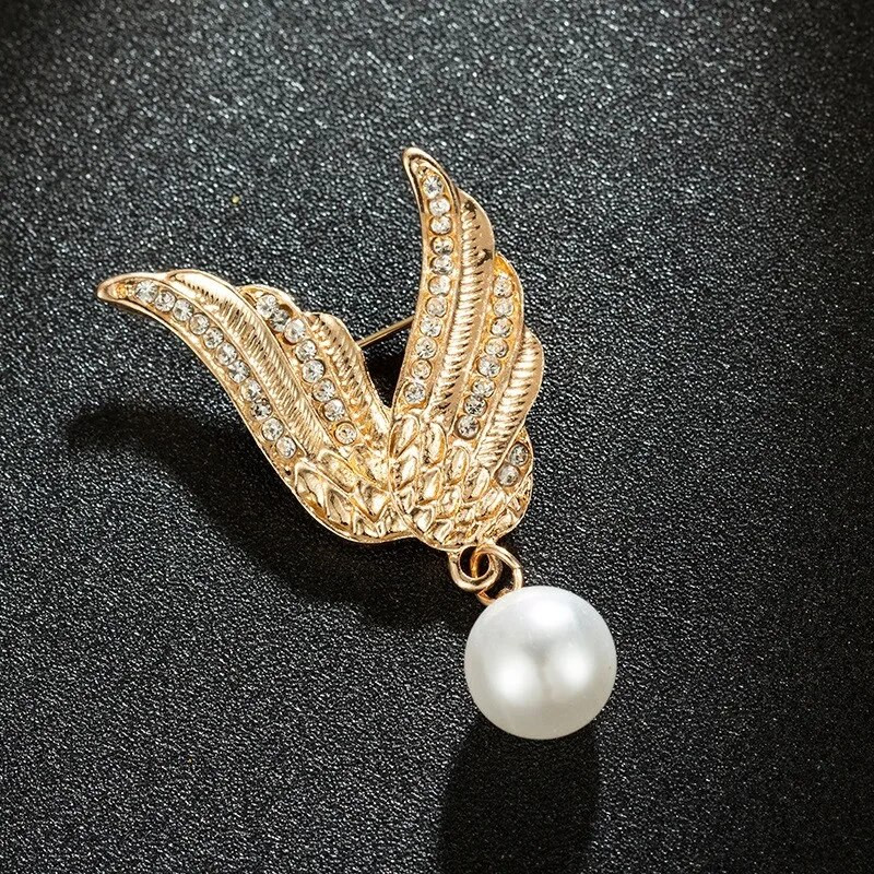 Fashion Retro Angel Wings Καρφίτσα απομίμηση καρφίτσας Pearl Ανδρικό σήμα καρφίτσες πέτο μετάλλιο γυναικείο πουκάμισο γιακά Ρούχα και αξεσουάρ