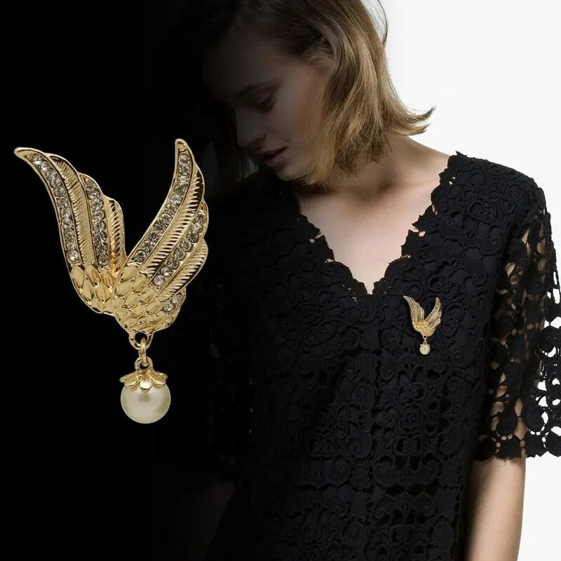 Fashion Retro Angel Wings Καρφίτσα απομίμηση καρφίτσας Pearl Ανδρικό σήμα καρφίτσες πέτο μετάλλιο γυναικείο πουκάμισο γιακά Ρούχα και αξεσουάρ