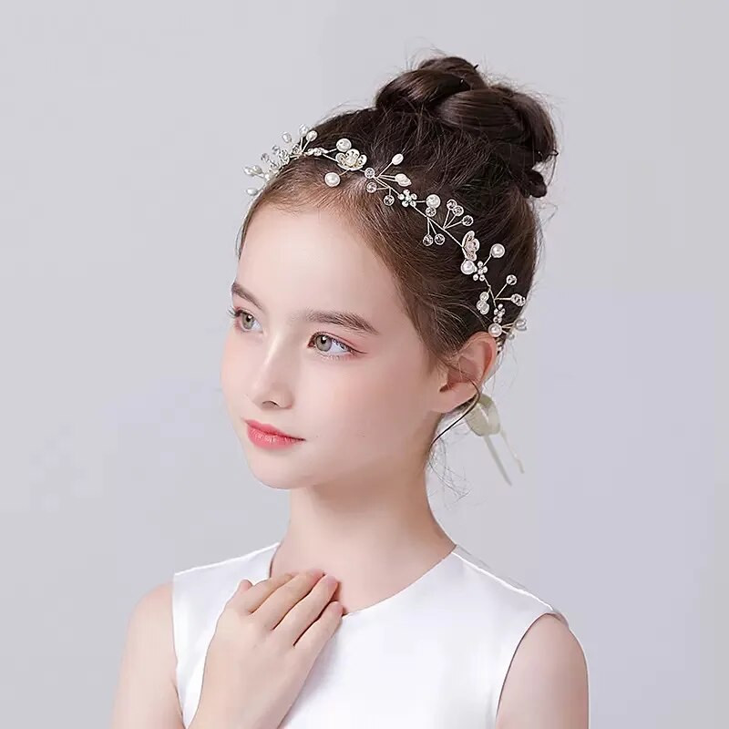 Traka za kosu za vjenčanje Biserni nakit za kosu Ručno izrađene perle od cvijeća Trake za glavu s vrpcom Elegantne svadbene tijare Nakit za glavu Darovi za vjenčanje