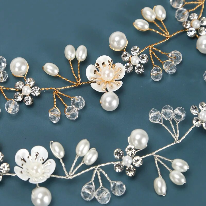 Traka za kosu za vjenčanje Biserni nakit za kosu Ručno izrađene perle od cvijeća Trake za glavu s vrpcom Elegantne svadbene tijare Nakit za glavu Darovi za vjenčanje