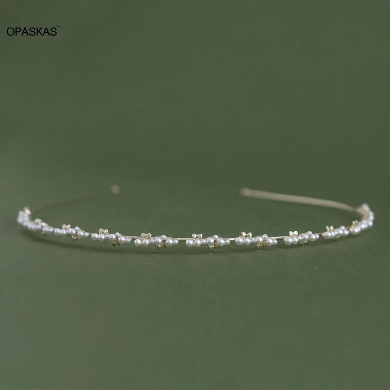 Karoliukai Plaukų juostelė Bowknot Plaukų lankelis Vestuvių plaukų aksesuarai Mados mergaičių kasdienės galvos juostos Paprastos nuotakos plaukų papuošalai Tiaras Bijoux