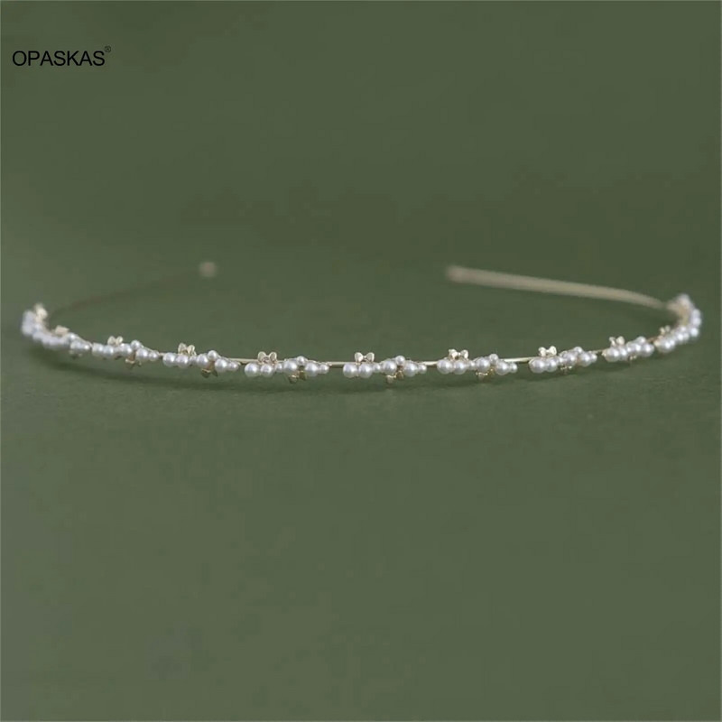 Karoliukai Plaukų juostelė Bowknot Plaukų lankelis Vestuvių plaukų aksesuarai Mados mergaičių kasdienės galvos juostos Paprastos nuotakos plaukų papuošalai Tiaras Bijoux