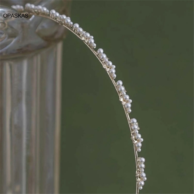 Karoliukai Plaukų juostelė Bowknot Plaukų lankelis Vestuvių plaukų aksesuarai Mados mergaičių kasdienės galvos juostos Paprastos nuotakos plaukų papuošalai Tiaras Bijoux