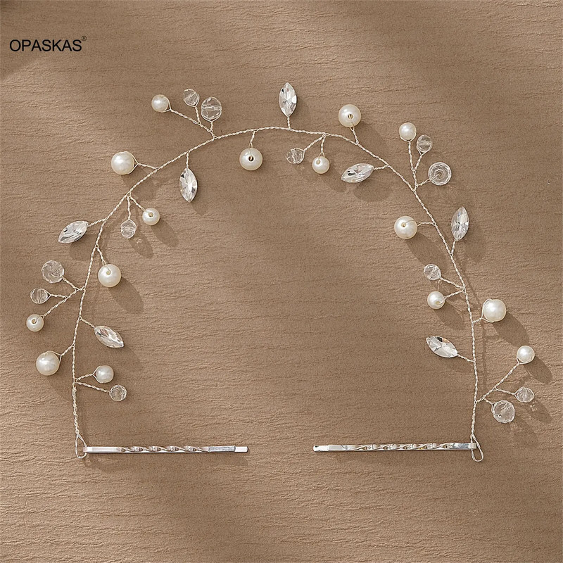 Lihtne juuksepael pulmajuukseaksessuaarid helmed kristallist tiaarad mood hõbedase värvi ballipeaehte pruudijuukse ehted naistele