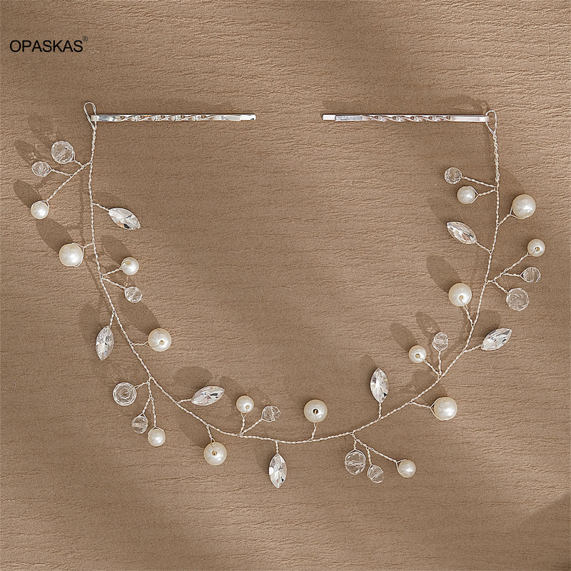 Lihtne juuksepael pulmajuukseaksessuaarid helmed kristallist tiaarad mood hõbedase värvi ballipeaehte pruudijuukse ehted naistele