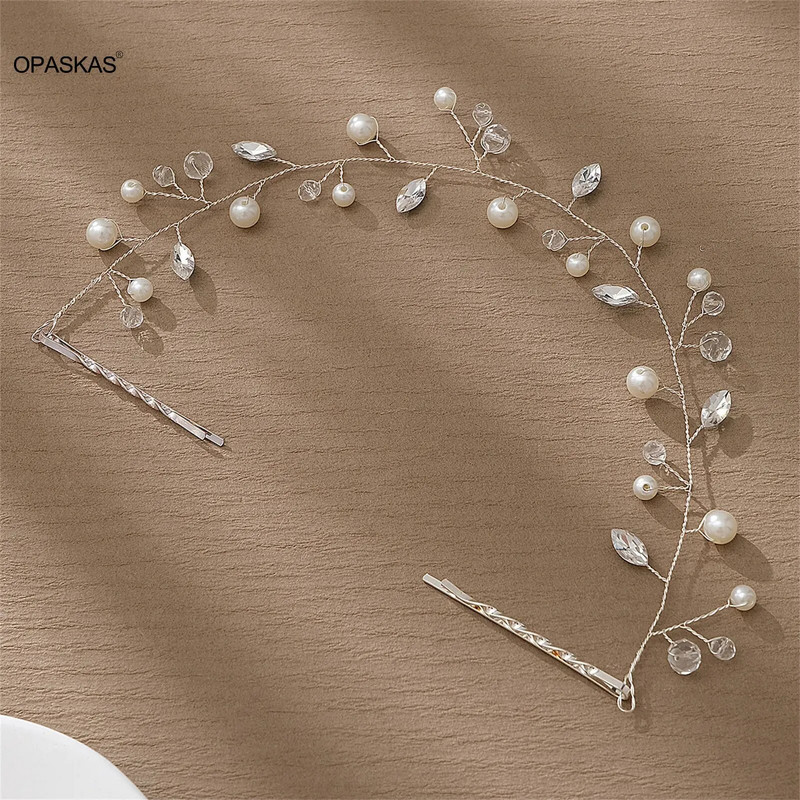 Lihtne juuksepael pulmajuukseaksessuaarid helmed kristallist tiaarad mood hõbedase värvi ballipeaehte pruudijuukse ehted naistele