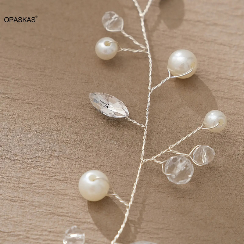 Lihtne juuksepael pulmajuukseaksessuaarid helmed kristallist tiaarad mood hõbedase värvi ballipeaehte pruudijuukse ehted naistele