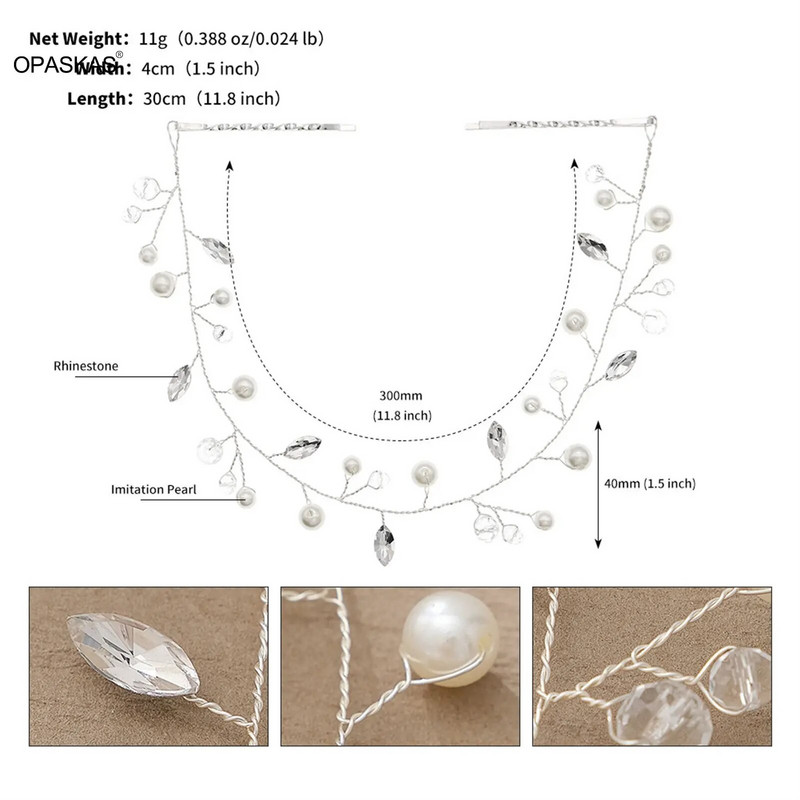 Lihtne juuksepael pulmajuukseaksessuaarid helmed kristallist tiaarad mood hõbedase värvi ballipeaehte pruudijuukse ehted naistele