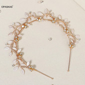 Kuldne juuksepael Juuksenõel Pulmajuukseaksessuaarid Sädelevad Rhinestone`i Pärlid Juukserõngas Pruudikroon Tiaara Peoehted Tüdrukutele