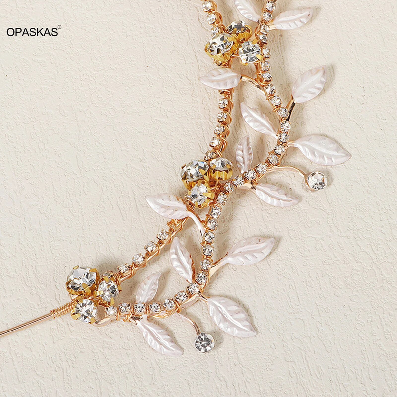 Kuldne juuksepael Juuksenõel Pulmajuukseaksessuaarid Sädelevad Rhinestone`i Pärlid Juukserõngas Pruudikroon Tiaara Peoehted Tüdrukutele