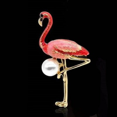 Flamingo prossid Imitatsioonipärlid Linn Pross Pins Email Ainmal Prossid Naistele Tüdrukutele Igapäevane Sall Ülikond Ehe Kingitus