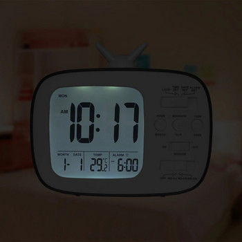 Ψηφιακό επιτραπέζιο ξυπνητήρι LCD Υπνοδωμάτιο δίπλα στο κρεβάτι Ψηφιακό ρολόι Θερμόμετρο Snooze Wake Up Light
