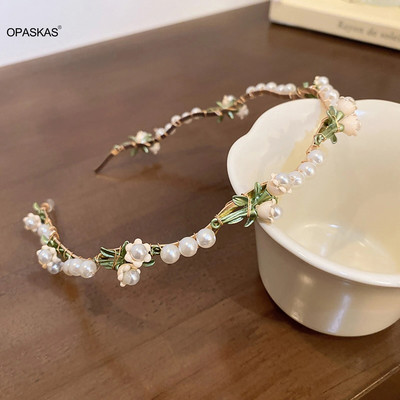 Floral Hairband Bride Tiaras Μαλλιά Κοσμήματα για Γυναικεία Πέρλα Μαλλιά Τσέρκι Γούρι Κεφαλόδεσμος Γαμήλιο Στολίδι Γούρι Μαλλιά Κοσμήματα