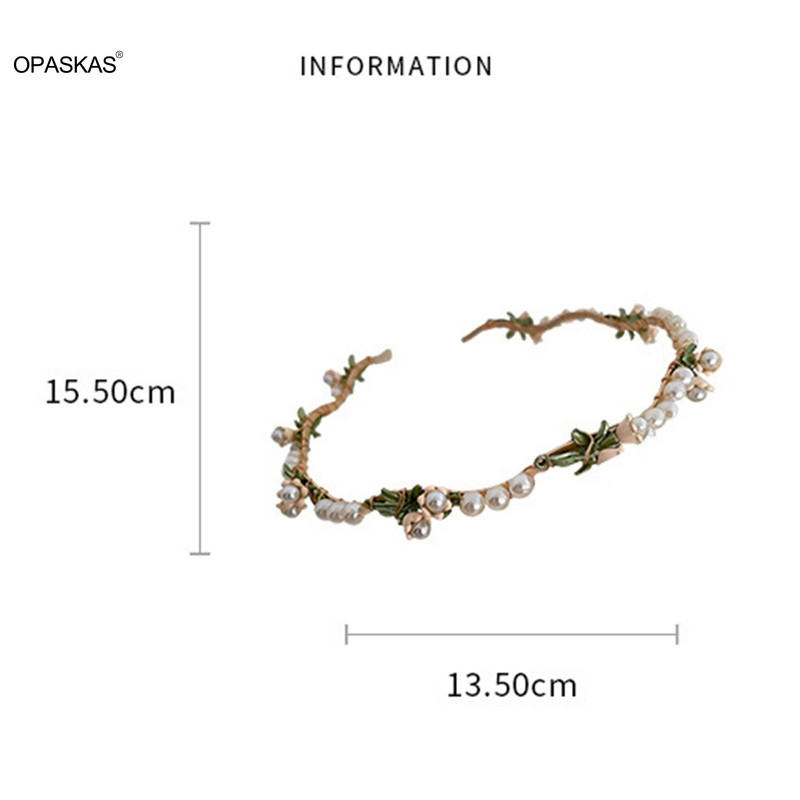 Cvjetna traka za kosu Tijare za mladenke Nakit za kosu za žene Obruč za kosu s bisernim lišćem Traka za glavu Vjenčani ukrasi za kosu Šarm Nakit za kosu