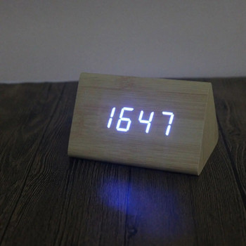 1 бр. Дървен дървен часовник Модерно дърво Нова версия Цифров електронен настолен часовник LED дисплей Време за дома Деца Спалня Офис