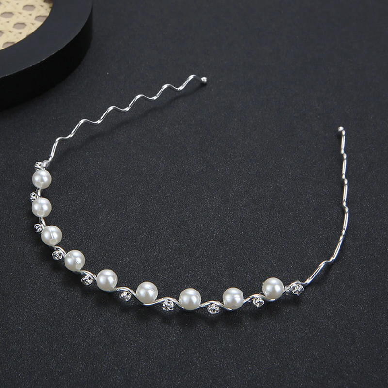 Lainelise kujuga peapaelad, metallist pärlitest juukserõngad, ehted naistele, lihtsad kristallist tiaarad, abielupulmade juuste aksessuaarid