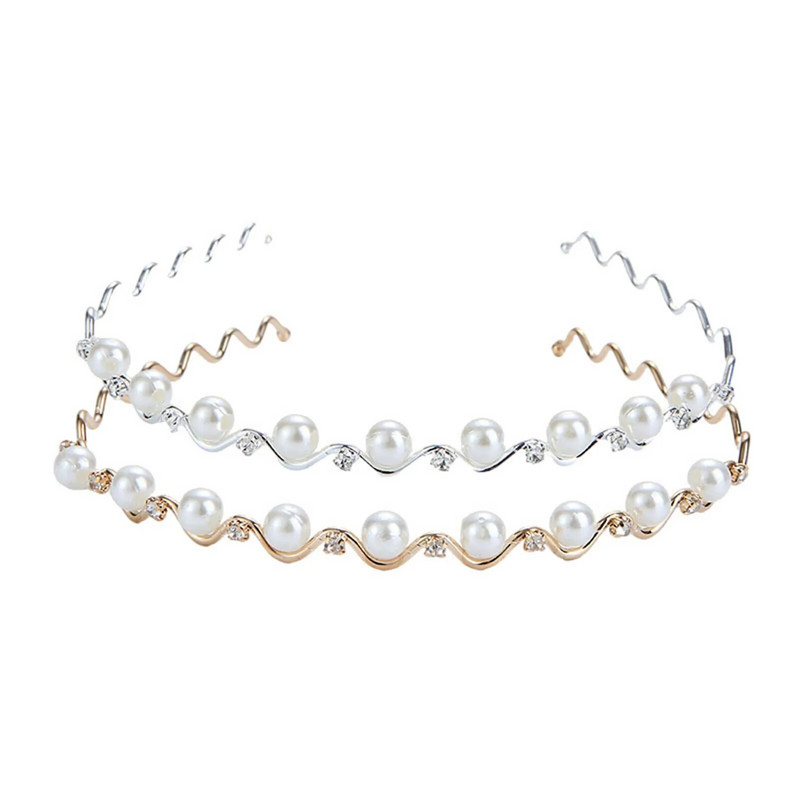 Lainelise kujuga peapaelad, metallist pärlitest juukserõngad, ehted naistele, lihtsad kristallist tiaarad, abielupulmade juuste aksessuaarid