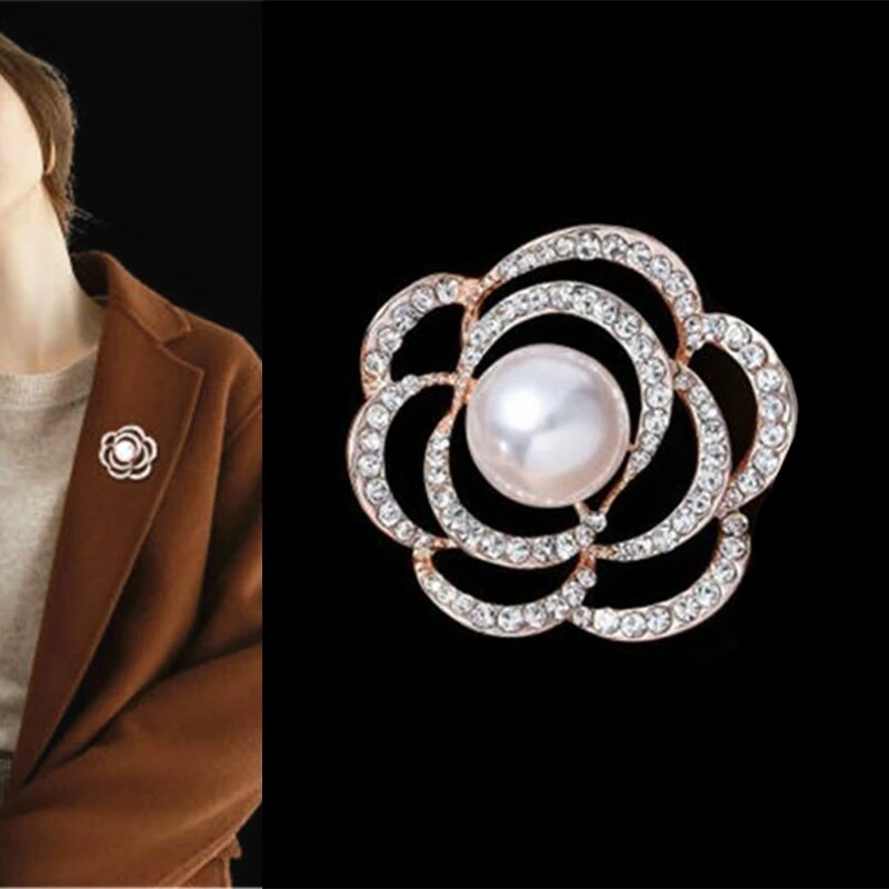 Pērļu ziedu saktas Elegantas kristāla saktas piespraudes Dāvanas Džemperis Korsāža Sievietēm Šalle Kleita Kāzu ballīte Rotaslietas Aksesuāri
