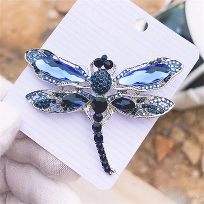 Broșe cu libelule din cristal albastru, broșă vintage cu insecte, ace pentru femei, accesorii pentru haine de modă, bijuterii animale, cadouri, butoniere