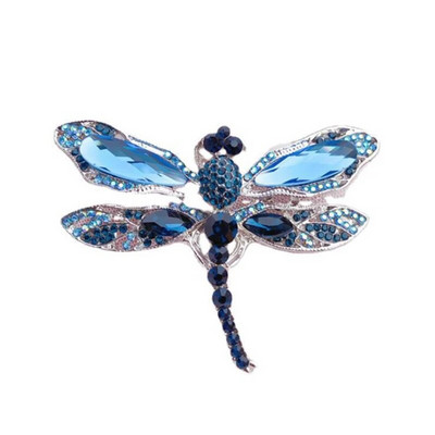 Blue Crystal Dragonfly Prossid Vintage putukate pross Pins Naistele Mood Mantlid Aksessuaarid Loomade Ehted Kingitused Boutonniere