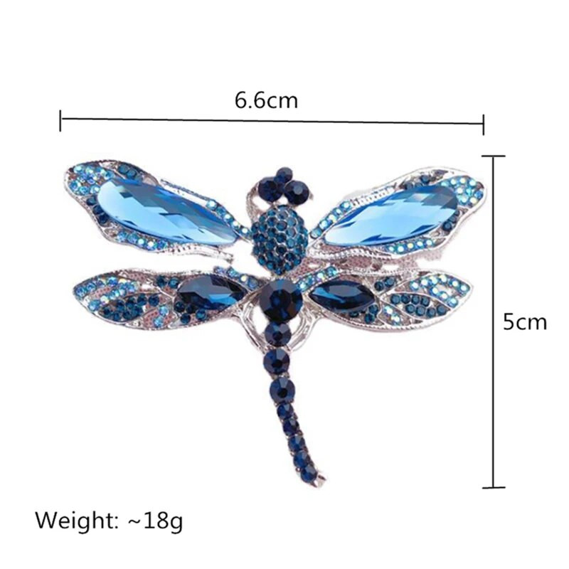 Blue Crystal Dragonfly Prossid Vintage putukate pross Pins Naistele Mood Mantlid Aksessuaarid Loomade Ehted Kingitused Boutonniere