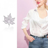 Klevo lapų sagės Krištoliniai Kalnų krištolai Lapeliai Sagė Perlų augalai Sagės Smeigtukai Moteriški Unisex Vestuvės Biuro papuošalai Dovana