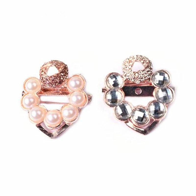 Karštai parduokite dvigubos paskirties širdies krištolinio akmens sagę Prabangiai imituoti perlų krištoliniai hidžabo segtukai Šalikai sagčių priedai Dovanų segtukai