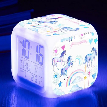 Анимационни будилници Детски часовник за събуждане на деца Многоцветни променящи се LED часовници с нощна светлина Декорация на стая за момчета и момичета