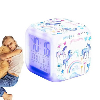 Анимационни будилници Детски часовник за събуждане на деца Многоцветни променящи се LED часовници с нощна светлина Декорация на стая за момчета и момичета