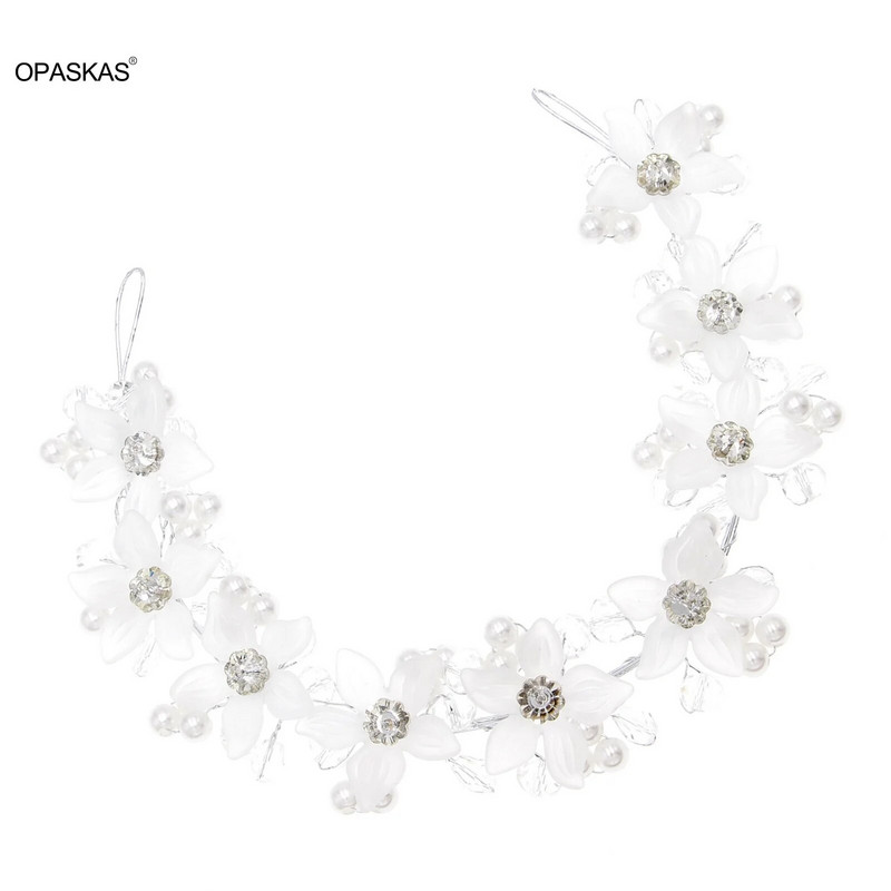 Ακρυλικά λουλουδάτα κορδέλες για τα μαλλιά Τιάρες Αξεσουάρ γάμου για γυναίκες Κρυστάλλινες κορδέλες κεφαλής με χάντρες Πριγκίπισσα Δώρα Queen Crowns
