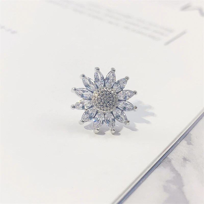 Kristallist päevalillest prossid naistele Metallist peegeldusvastane reväärinõel Lillepross Fikseeritud riidenõelad Kampsun mantel Aksessuaarid Kingitus