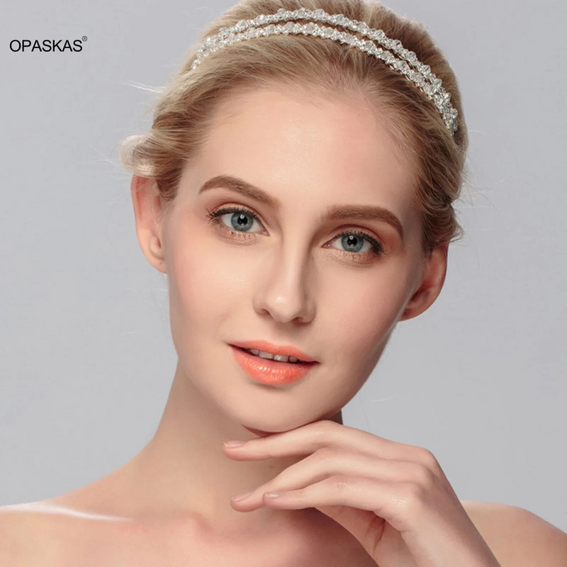 Temperament Traka za kosu Vjenčani dodaci za kosu Obruč za kosu sa vještačkim kamenčićima Dvostruki slojevi Tijare Vjenčići za maturalnu večer Sjajni nakit za kosu