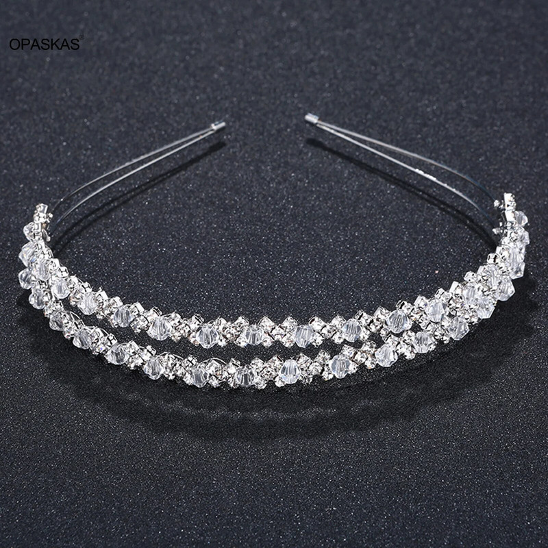 Temperament Traka za kosu Vjenčani dodaci za kosu Obruč za kosu sa vještačkim kamenčićima Dvostruki slojevi Tijare Vjenčići za maturalnu večer Sjajni nakit za kosu