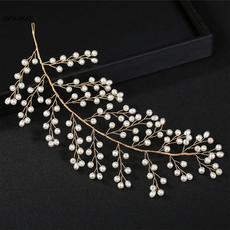 Lehekujuline pärl juukserõngas juuksepael Mood Kuldsed juuksed viinapuu peakate Pulmapruut Tiaras Juukseehted 2023 Moodne peakate