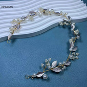 Ženske biserne vrpce za kosu Vjenčane tijare Srebrne boje Traka za glavu od kristalnog lišća Princeza Party Pokrivalo za glavu Mladenka Nakit za kosu Dodaci