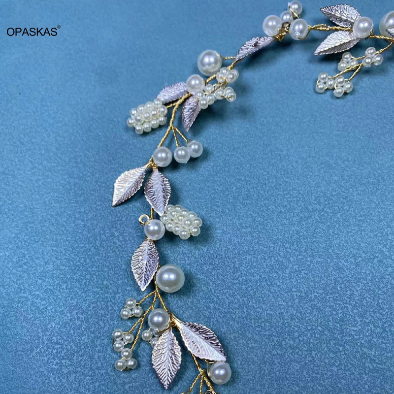 Ženske biserne vrpce za kosu Vjenčane tijare Srebrne boje Traka za glavu od kristalnog lišća Princeza Party Pokrivalo za glavu Mladenka Nakit za kosu Dodaci